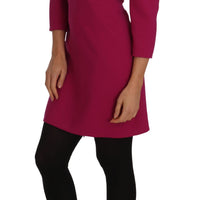 Pink Crêpe Sheath Wool Mini-Length Dress