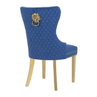 Simba Gold 2 Piece Velvet Dining Chairs in Navy