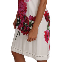 Pink White Peony Print A-Line Shift Gown Dress