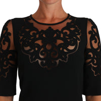 Black Floral Cut Out Pattern Coctail Dress