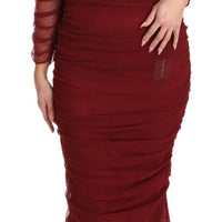 Red Stretch Sheath Bodycon Gown Dress