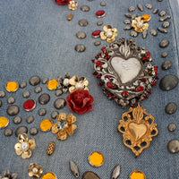 Crystal Roses Heart Embellished Jeans
