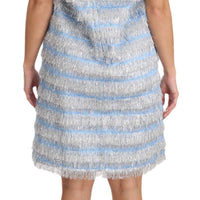 Light Blue Silver Shift Gown Dress