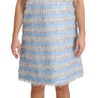Light Blue Silver Shift Gown Dress