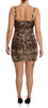 Brown Leopard Silk Sheath Bodycon Dress