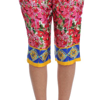 Multicolor Floral Knee Capris Shorts Pants