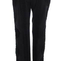 Black Cotton Stretch Torero Capris Pants