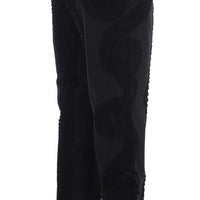 Black Cotton Stretch Torero Capris Pants