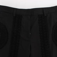 Black Cotton Stretch Torero Capris Pants