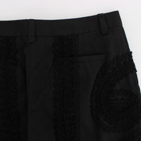 Black Cotton Stretch Torero Capris Pants