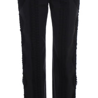 Black Cotton Stretch Torero Capris Pants