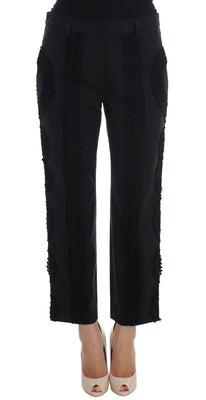 Black Cotton Stretch Torero Capris Pants