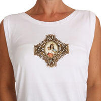 White Crystal Religious Cross Cami Top T-shirt
