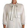 White Silk Pussy Bow Blouse Shirt