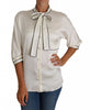 White Silk Pussy Bow Blouse Shirt