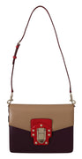 Purple Beige Red Leather Crossbody LUCIA Purse