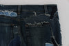Blue Cotton Stretch Patchwork Denim Jeans