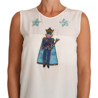 White Silk Crystal Sequined Fairy T-shirt