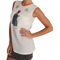 White Silk Crystal Sequined Fairy T-shirt