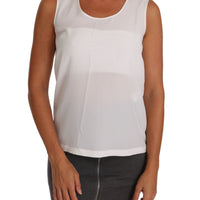 White Silk A-line Sleeveless Blouse T-Shirt Top