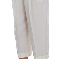 White Dress Wool Capri High Waist Pants
