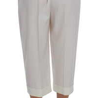 White Dress Wool Capri High Waist Pants