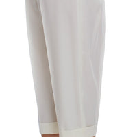 White Dress Wool Capri High Waist Pants