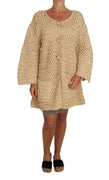 Beige Cardigan Crochet Knitted Raffia Sweater