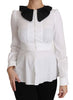 White Collar Cotton Longsleeve Blouse Top