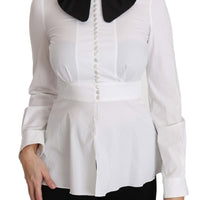 White Collar Cotton Longsleeve Blouse Top