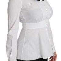 White Collar Cotton Longsleeve Blouse Top