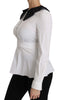 White Collar Cotton Longsleeve Blouse Top