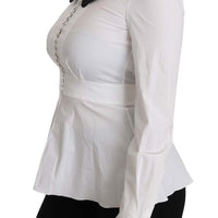 White Collar Cotton Longsleeve Blouse Top
