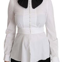 White Collar Cotton Longsleeve Blouse Top