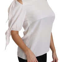 Solid White Silk Off Shoulder Blouse Top