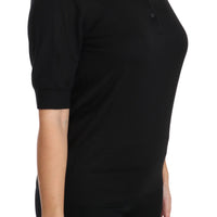 Black Cashmere Crystal Collar Top T-Shirt