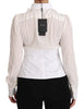 White Silk Ruffle Shirt Top Longsleeved Shirt