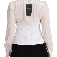 White Silk Ruffle Shirt Top Longsleeved Shirt