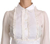 White Silk Ruffle Shirt Top Longsleeved Shirt