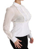 White Silk Ruffle Shirt Top Longsleeved Shirt