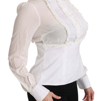 White Silk Ruffle Shirt Top Longsleeved Shirt