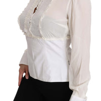 White Silk Ruffle Shirt Top Longsleeved Shirt