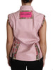 Pink Zippered Lamb Sleeveless Vest Leather Jacket