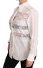 White Frill Lace Inset Poplin Tops Blouse Shirt