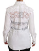 White Frill Lace Inset Poplin Tops Blouse Shirt