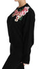 Black Cashmere Wool Floral Top Sweater