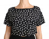 Black Polka Dotted Silk Cropped Top