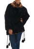 Black Lamb Leopard Print Fur Coat Jacket