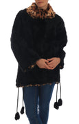 Black Lamb Leopard Print Fur Coat Jacket