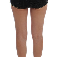 Black Crystal Sequined Mini Shorts